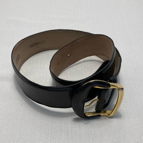 Talbots Genuine Leather Womens Black Belt‎ S Gold Buckle Classic - Picture 1 of 8